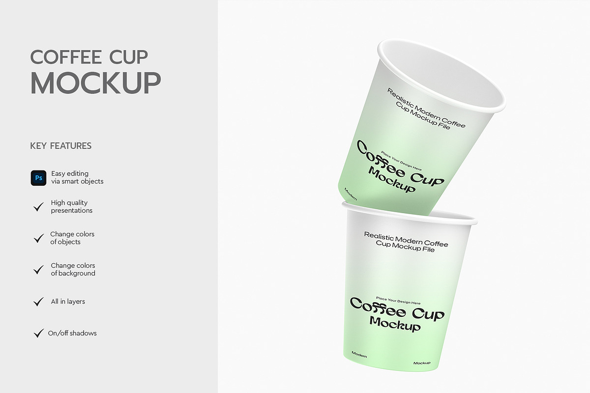 Two Stacked Coffee Cup Mockup, a Product Mockup by graphypix (Photo 2 of 4)