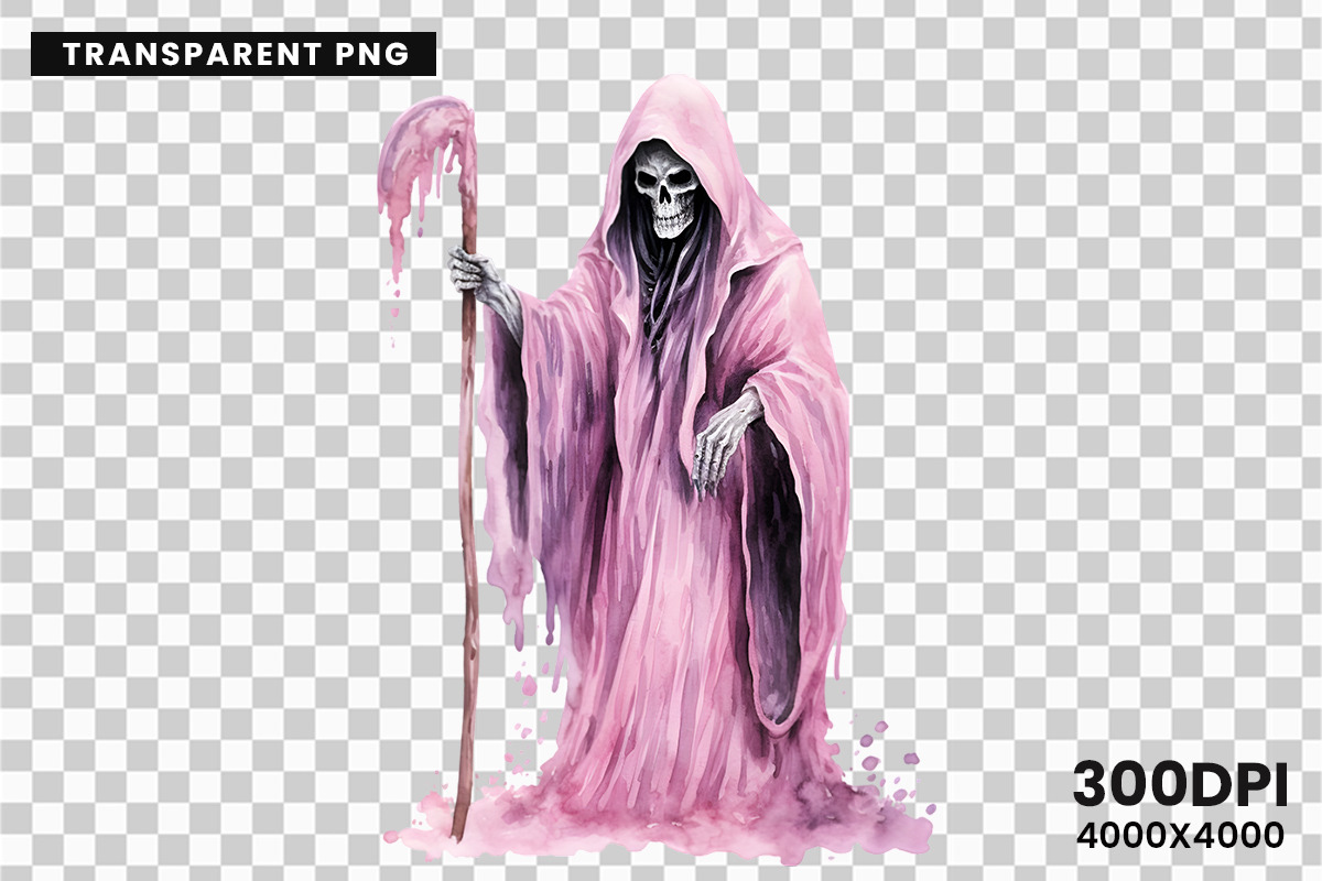 Halloween Watercolor Grim Reaper PNG, a Seasonal Illustration by Creative Arslan (Photo 6 of 6)