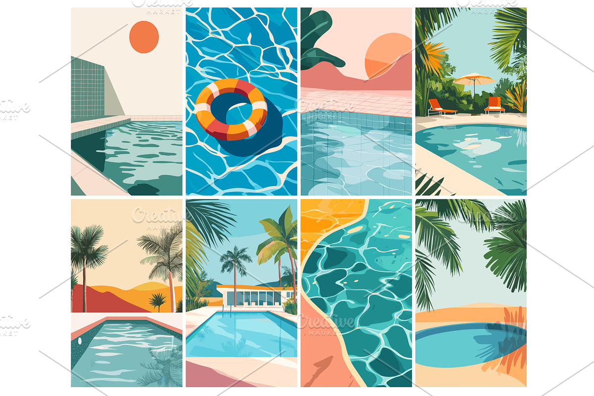 Abstract pool posters. Minimalist, an Object Illustration by Stock-Smart-Start