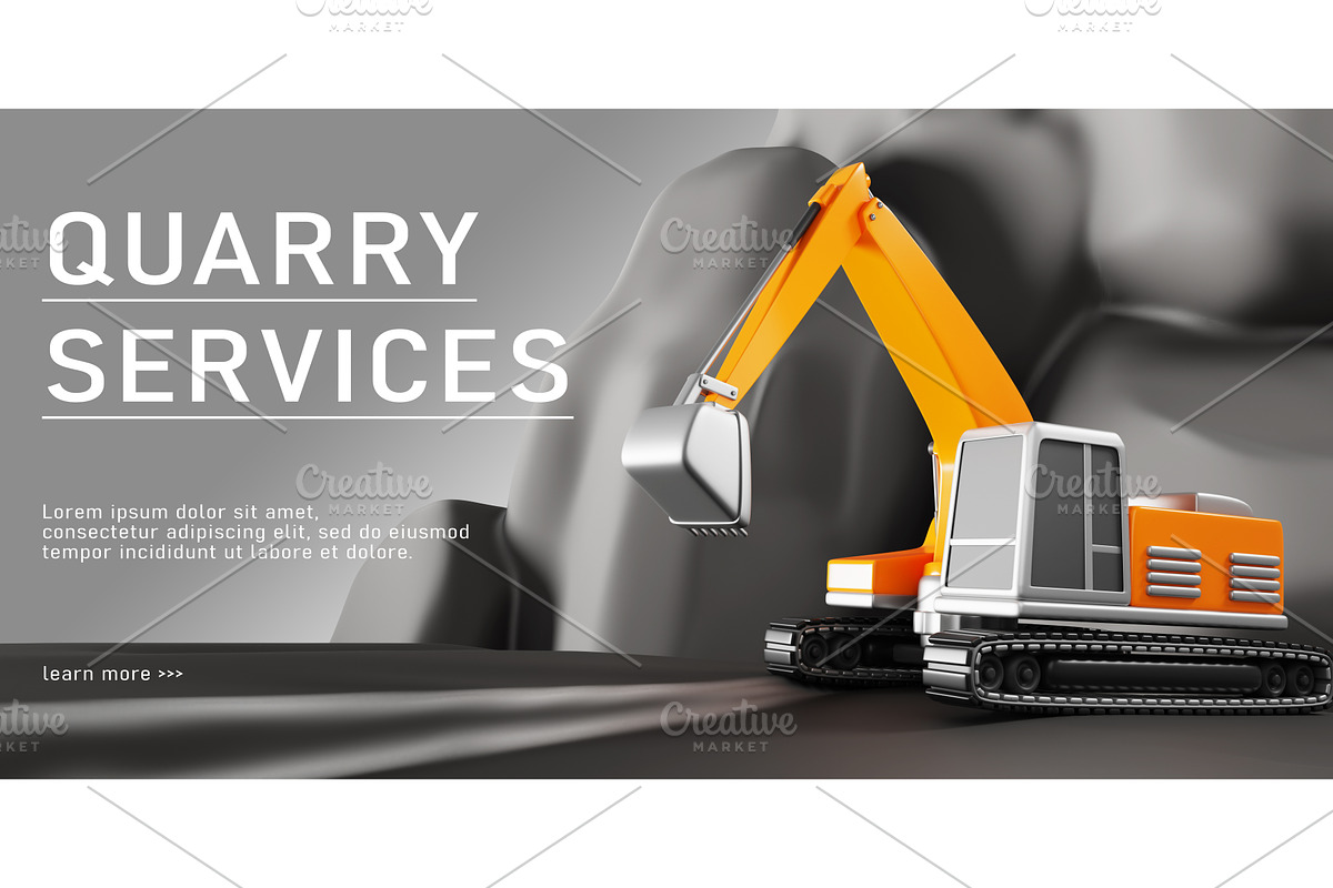 3d quarry services web banner, a Technology Illustration by Marozhkastudio