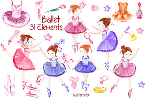 Watercolor Ballerina Clipart