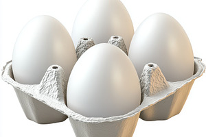 Realistic Eggs in a carton, isolated, an Abstract Photo by Pixeness Studio