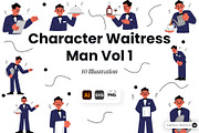 Waiter Man Character Vol 1, a Work Illustration by SLAB! Design (Thumbnail 1 of 3)