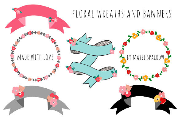 Floral Wreaths And Banners