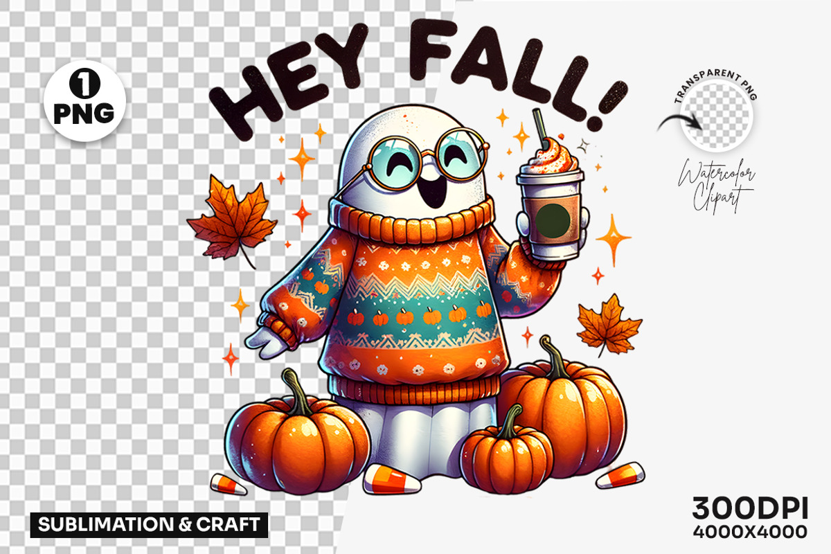 Hey Fall Sweater Pumpkin Clipart PNG, a Seasonal Illustration by Creative Arslan (Photo 1 of 3)