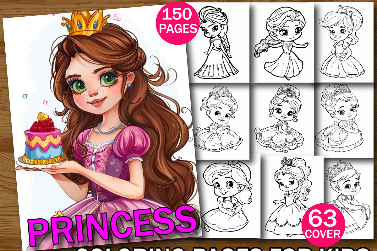 Princess Coloring Pages for Kids, an Illustration by Design Zone (Photo 1 of 7)
