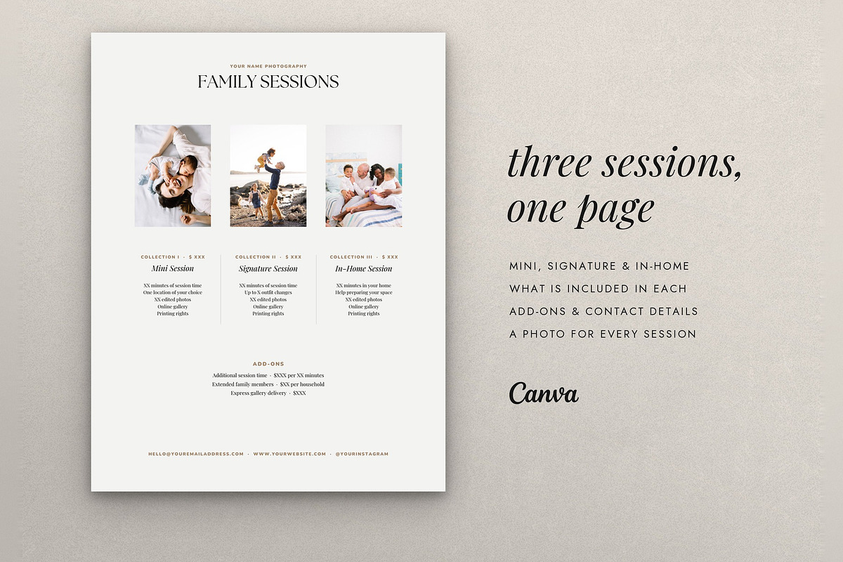 Family Session Price Sheet, a Flyer Template by Cagdas Yoldas (Photo 2 of 7)