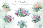 PROTEA watercolor flowers clipart, an Illustration by LenArt (Thumbnail 4 of 16)