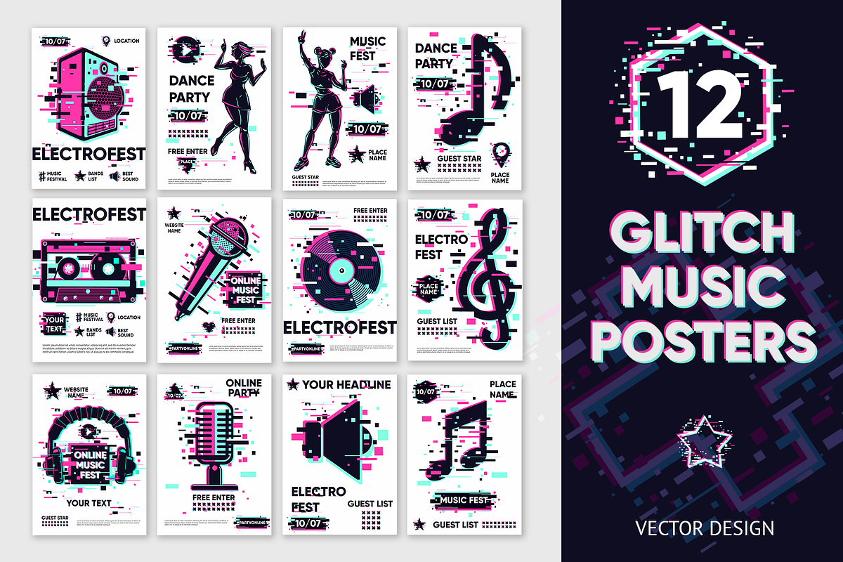 Glitch Music Posters, an Object Illustration by ne2pi (Photo 1 of 5)