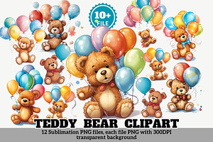 Teddy Bear Balloons Clipart