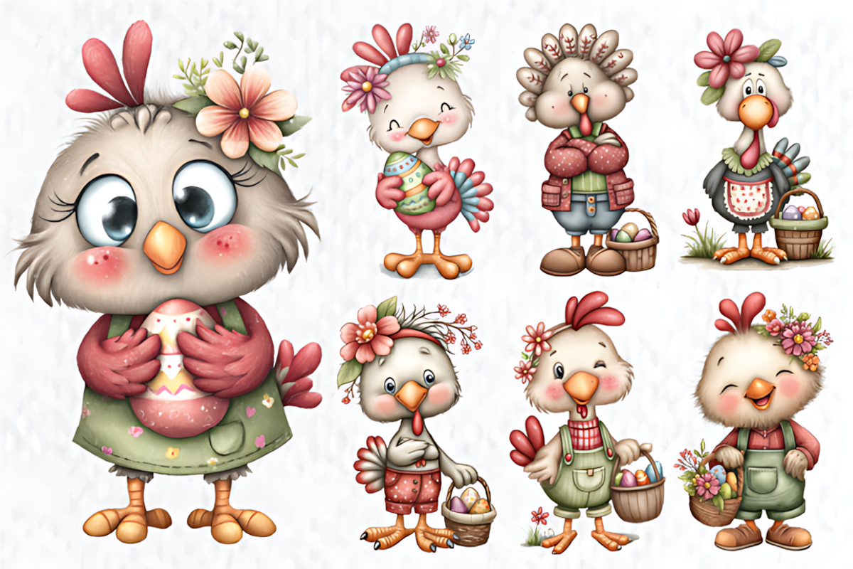 Whimsical Easter Turkey Clipart, a Seasonal Illustration by HueNestify (Photo 3 of 3)