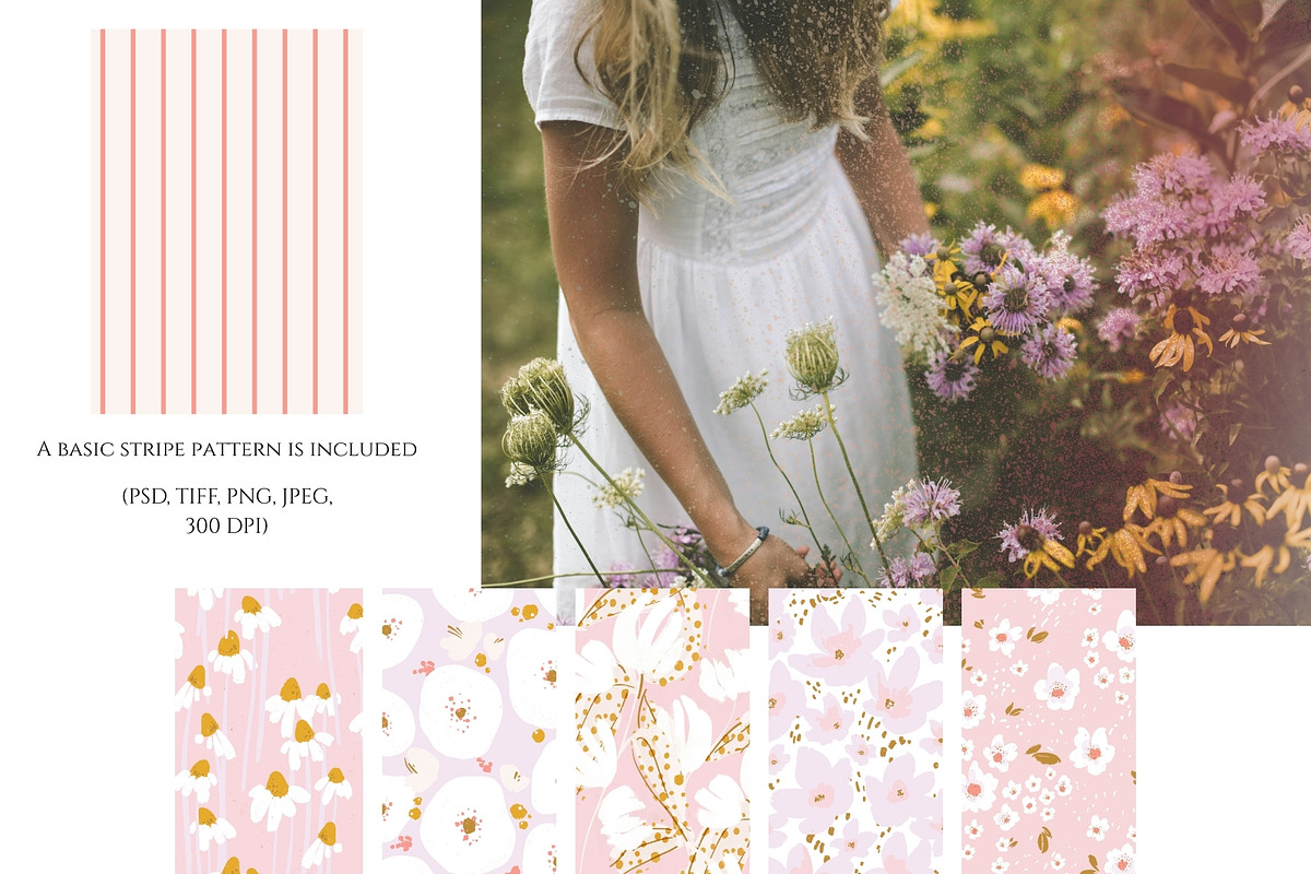 Soft Blossom Floral Patterns, a Pattern Graphic by PaperJamLab (Photo 7 of 13)