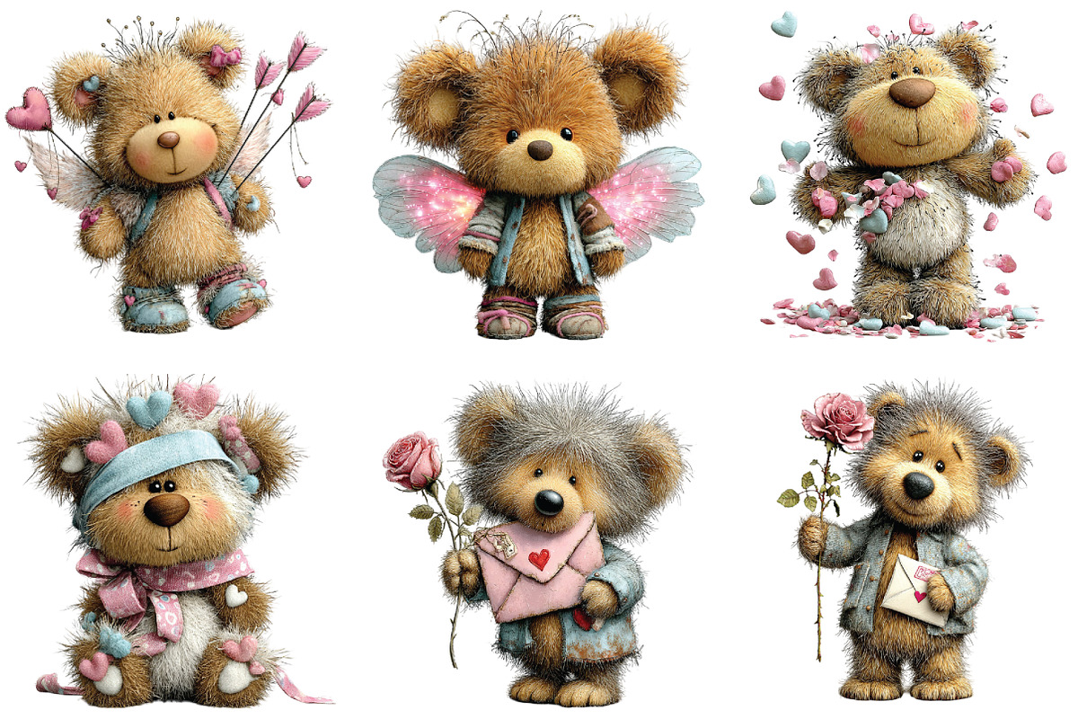 Whimsical Valentine Teddy Bear PNG, an Illustration by CraftArtStudio (Photo 3 of 6)