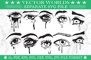 Crying Eye Svg, Cry, Eye Svg