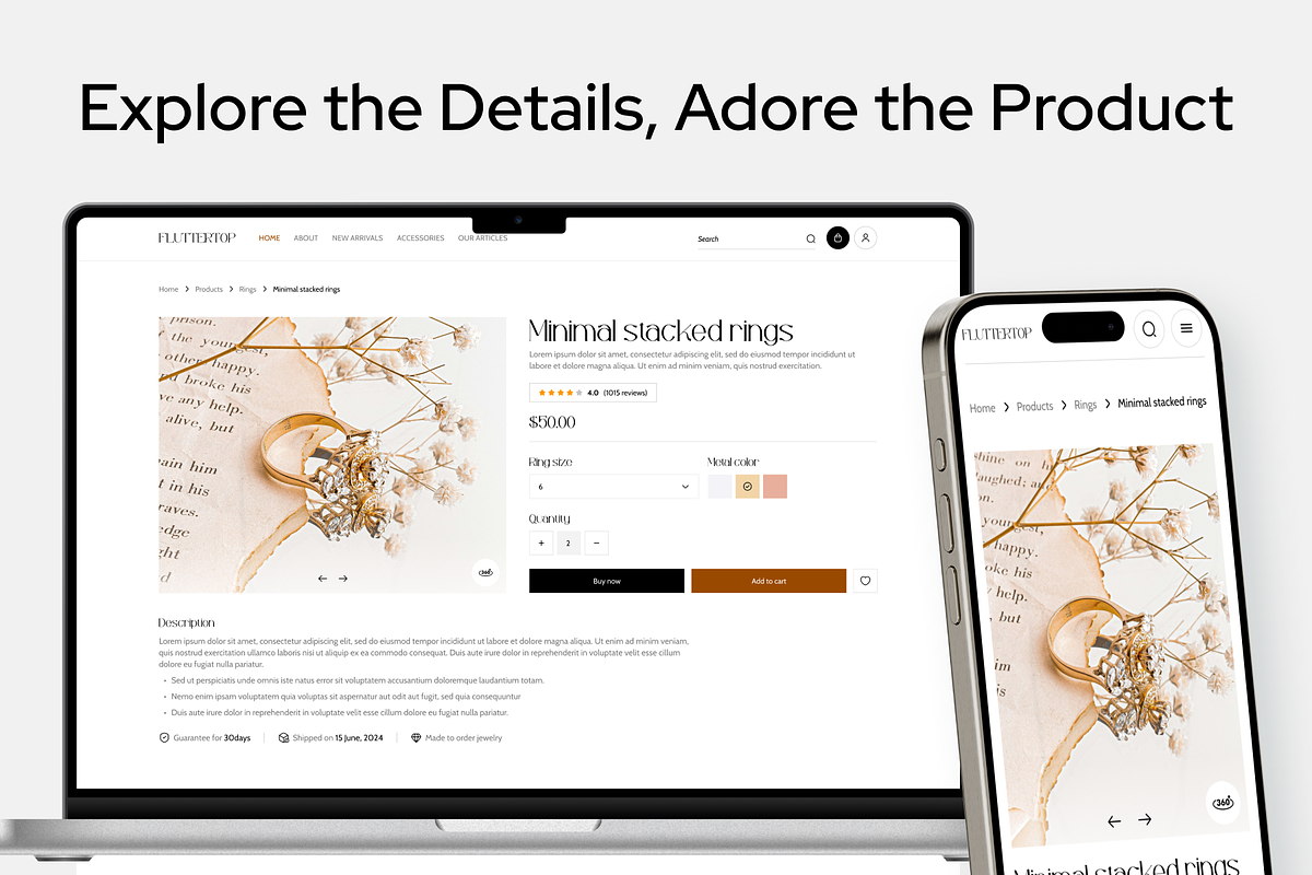 Glamwear: Clothing & Jewelry Website, an UI Kit Template by Fluttertop (Photo 5 of 8)