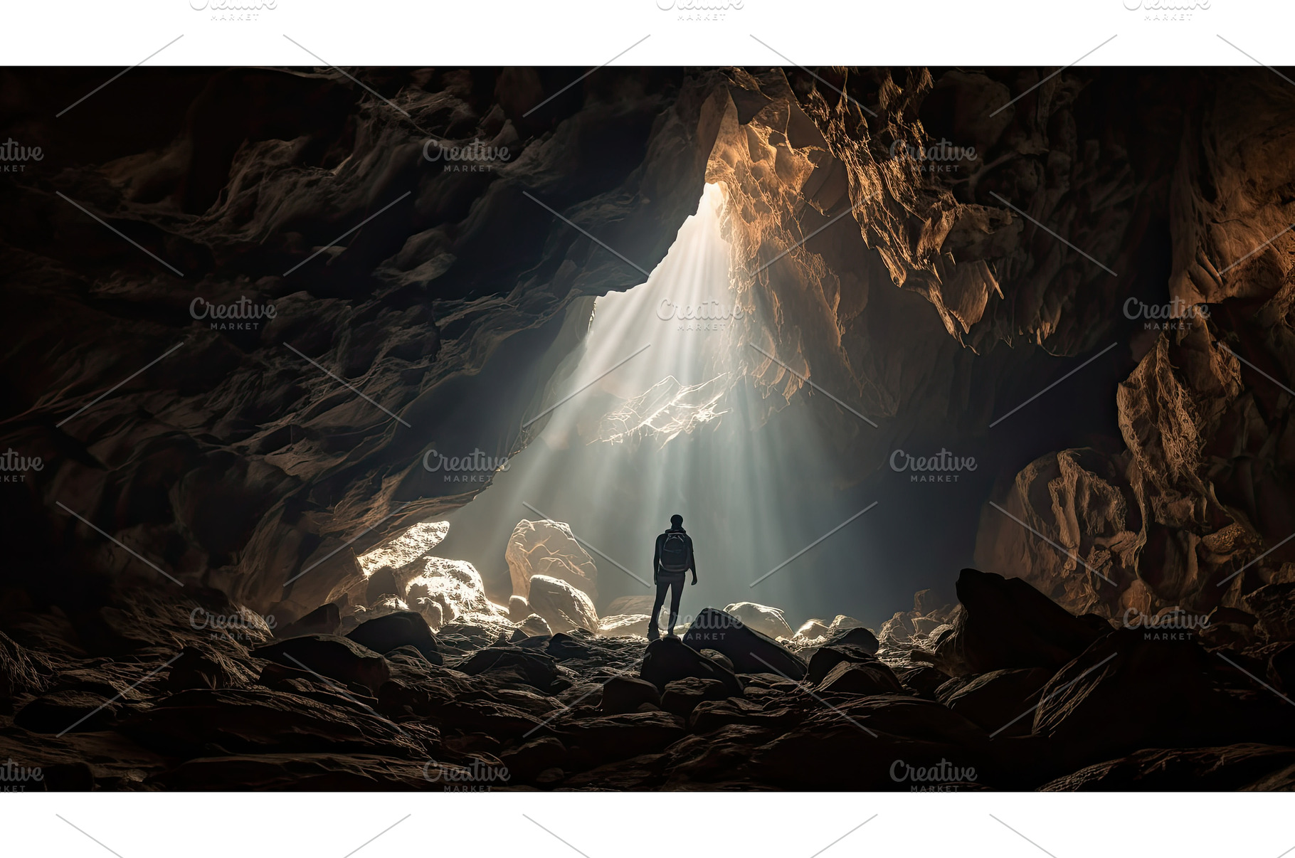 spelunking cave light ai generated, a Background Photo by pikepicture