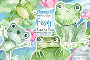 Watercolor Frog Clipart, an Illustration by OllyKo Art (Thumbnail 1 of 5)