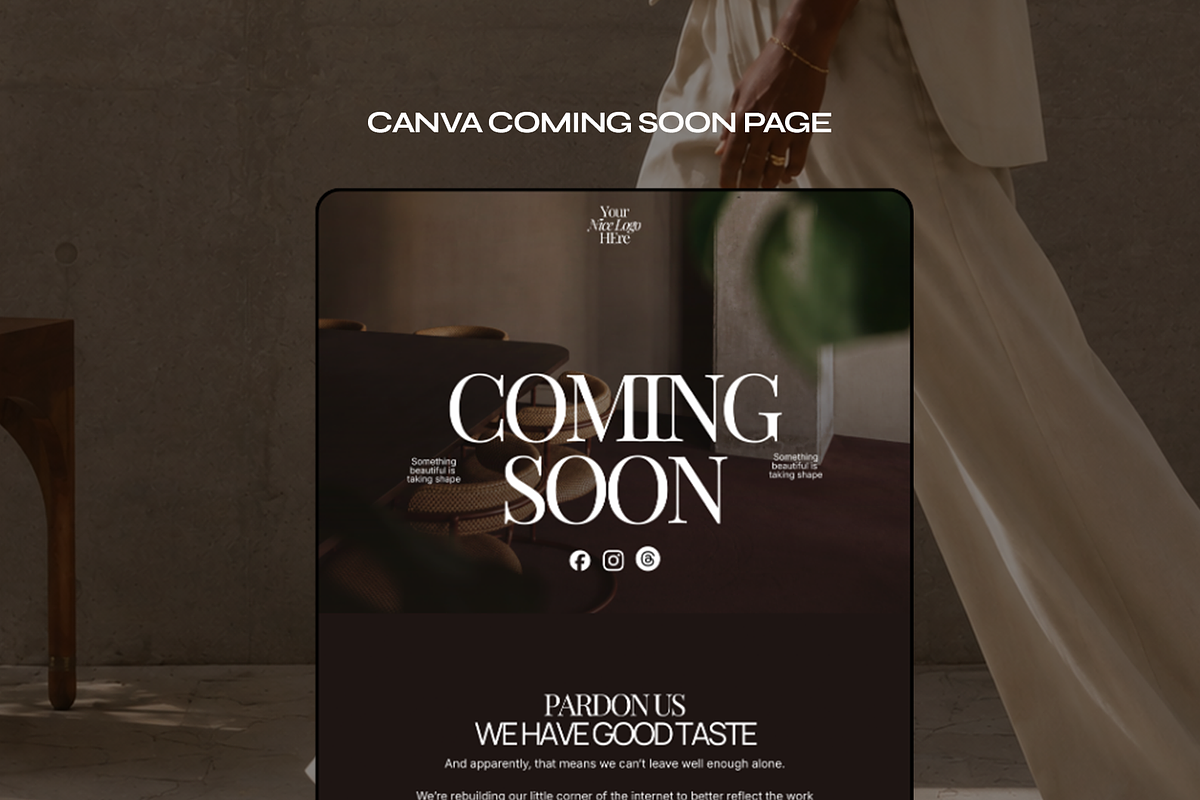 CANVA COMING SOON PAGE TEMPLATE, an App Template by JOA CREATIVE LAB (Photo 1 of 8)