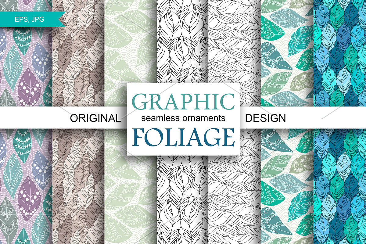 Graphic Foliage seamless patterns, a Pattern Graphic by Retro Graphic Box (Photo 2 of 7)