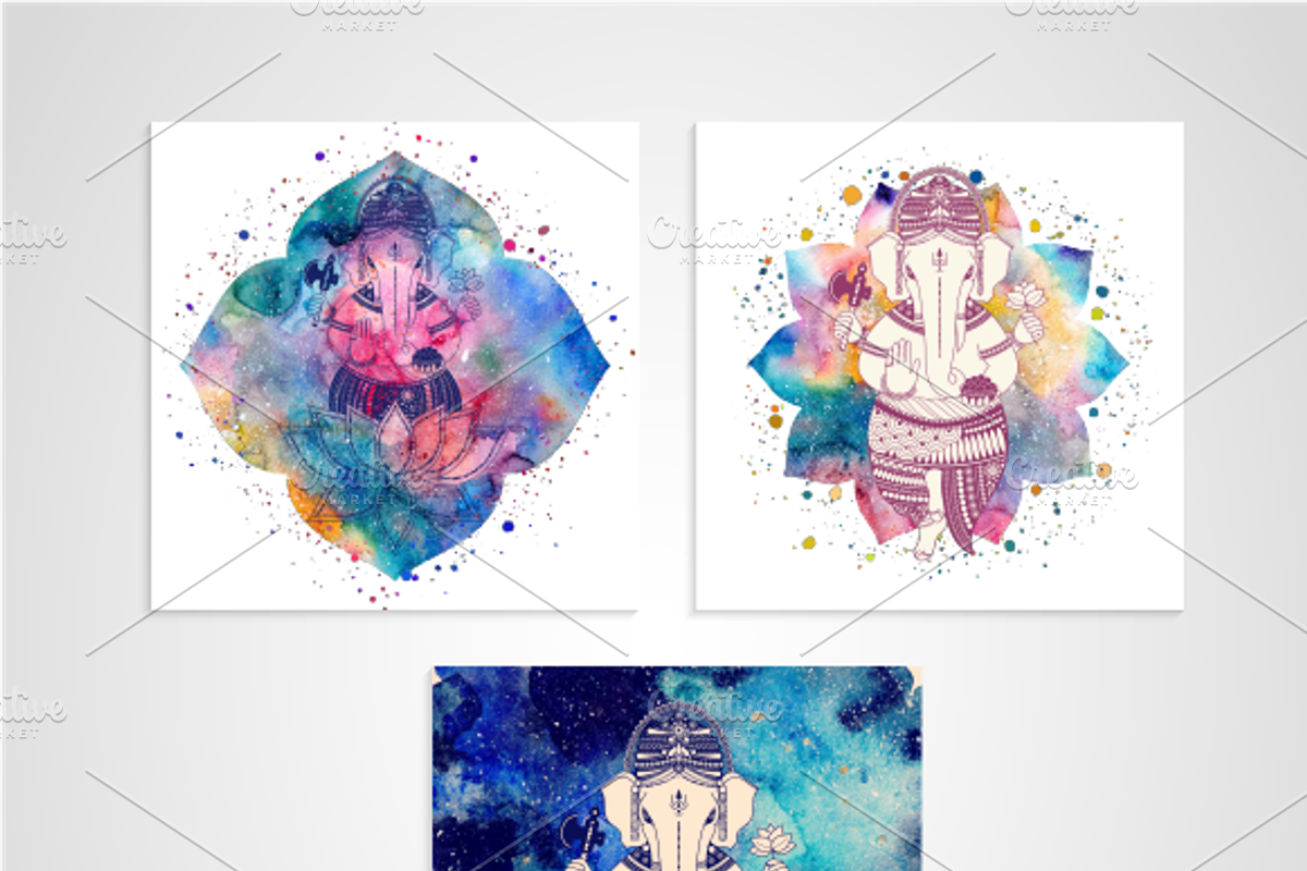 Shri Ganesha. Watercolor, gold, ink., a Decorative Illustration by Marina Demidova (Photo 5 of 5)