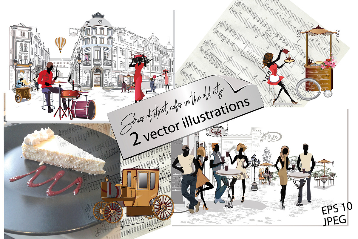 Vector picturesque streets and cafes, a Food Illustration by Laifalight (Photo 1 of 7)