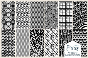 12 x EPS JPG Art Deco Black Patterns