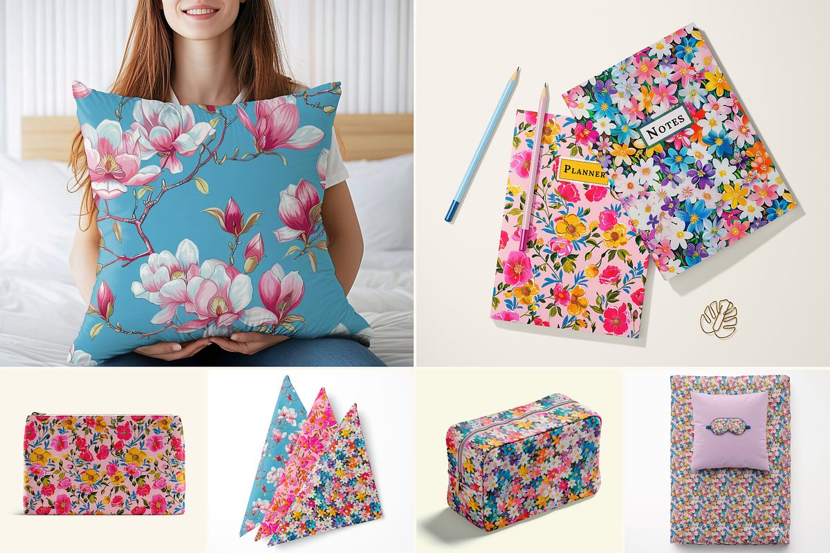 Colorful Floral Seamless Patterns, a Pattern Graphic by Ninterints (Photo 8 of 12)