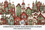 Christmas Town Sublimation Clipart, an Illustration by Craft Nest (Thumbnail 1 of 7)