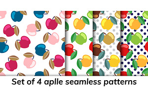Apple pattern seamless set of 4, a Pattern Graphic by jelisua88