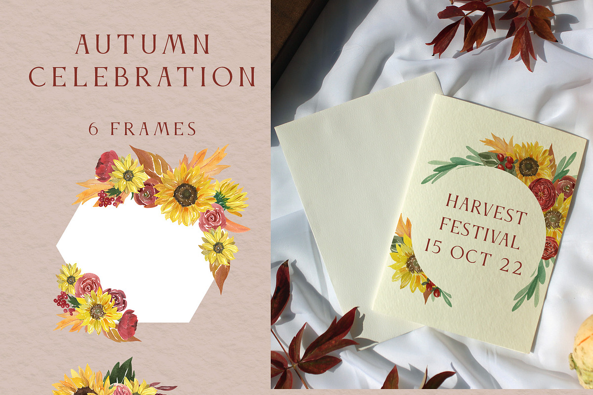 AUTUMN CELEBRATION Sunflower Pumpkin, a Seasonal Illustration by Catch the Dream Art (Photo 5 of 10)