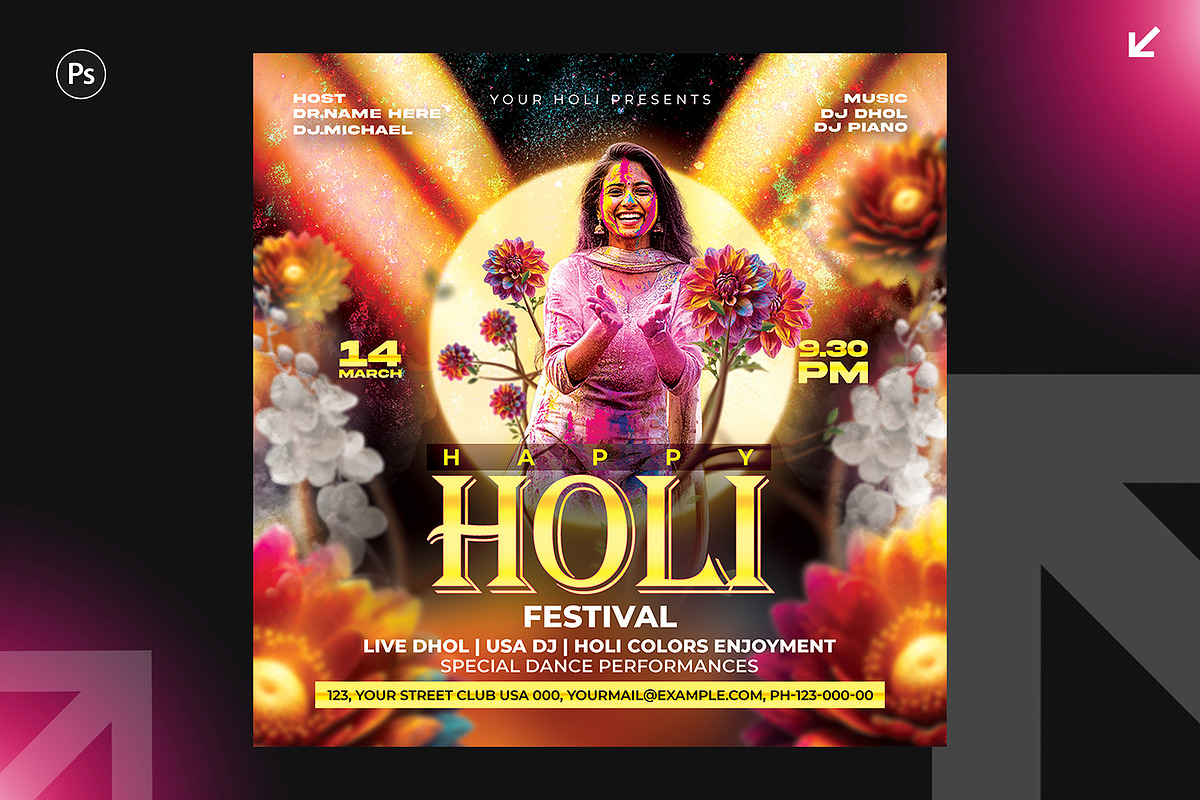 06 Holi party flyer bundle, a Flyer Template by Shajib Shikder (Photo 2 of 7)