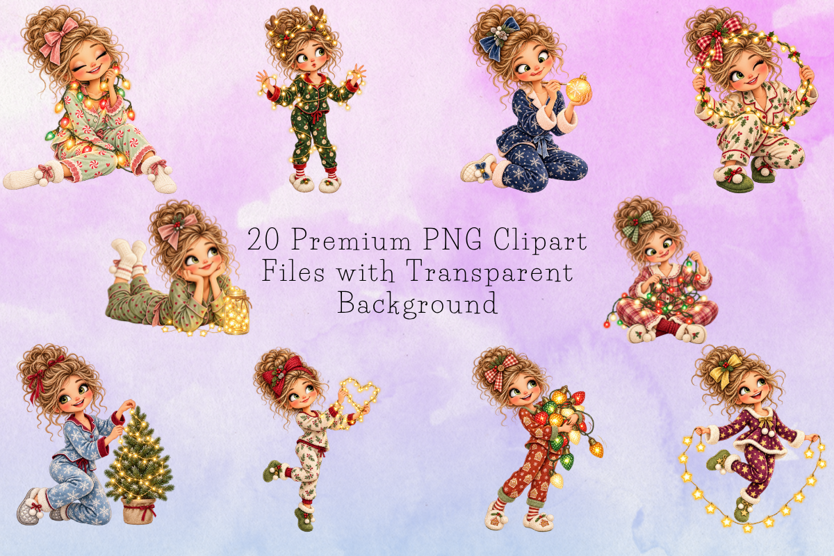 Light Up Christmas Girls Cliparts, a Seasonal Illustration by Ink Gallery (Photo 5 of 13)