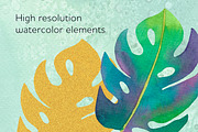 Green and gold leaves clipart, a Decorative Illustration by AnastasiaWatercolor (Thumbnail 6 of 6)
