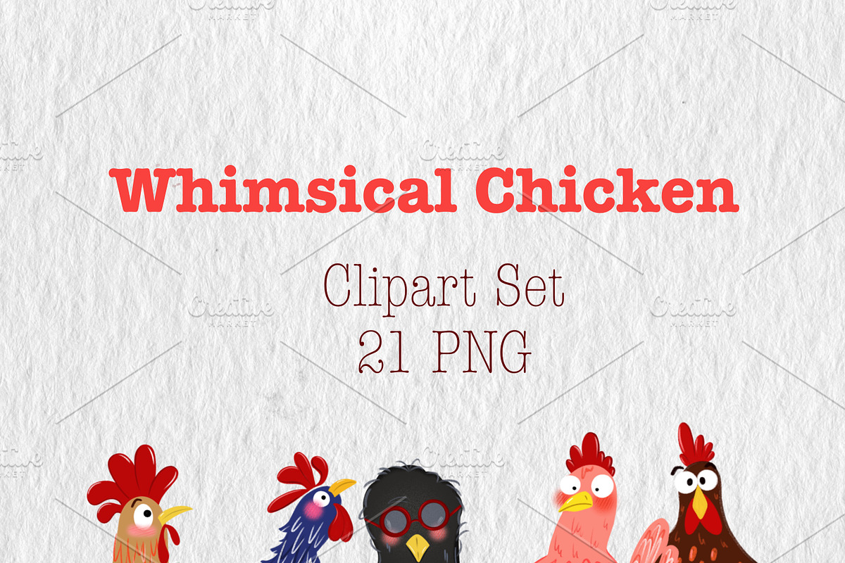 Whimsical Chicken Clipart Set, an Animal Illustration by Oleksandra Illustrates (Photo 1 of 12)