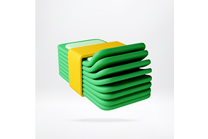 3d Green money stack with yellow, a Finance Illustration by Abscent