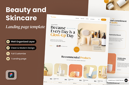 Beauty and Skincare Landing Page, a Landing Page Template by SLAB! Design