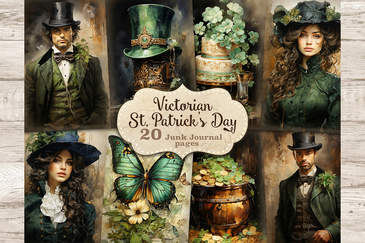 St. Patrick's Day Junk Journal Paper, a Seasonal Illustration by GlamArtZhanna (Photo 1 of 10)