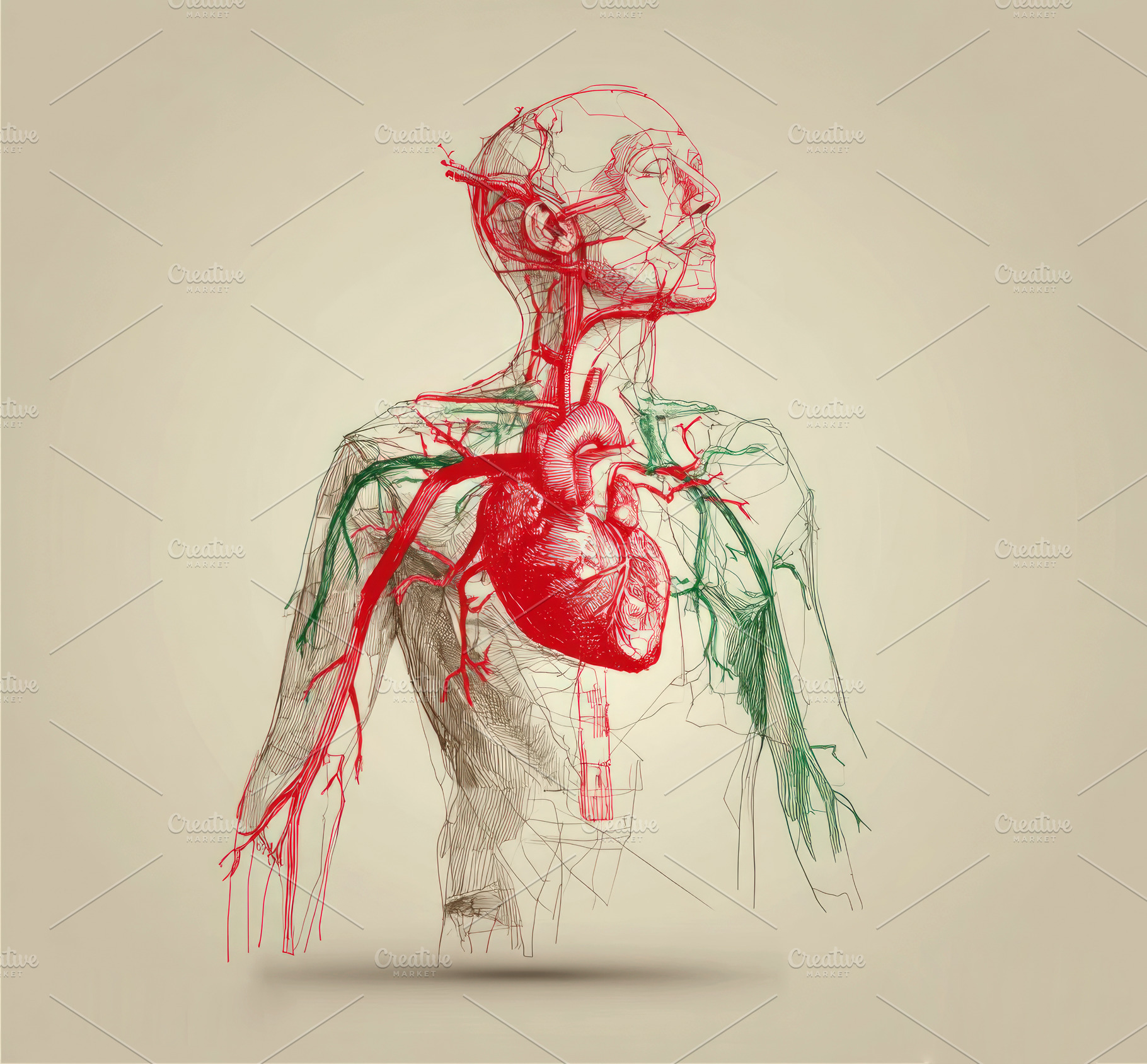 Anatomical illustration of human body with detailed circulatory, a Health & Medical Photo by José Manuel Gelpi