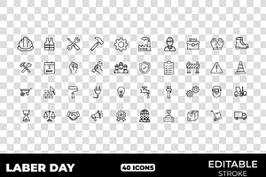 Labor Day Worker Safety Icon Set