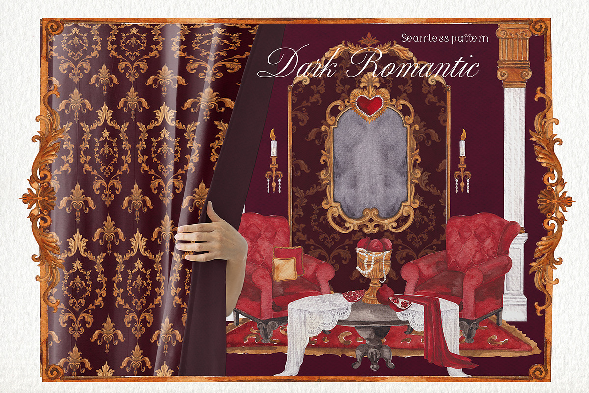 Dark Romantic. Watercolor art, an Object Graphic by ma_i_vi (Photo 9 of 12)