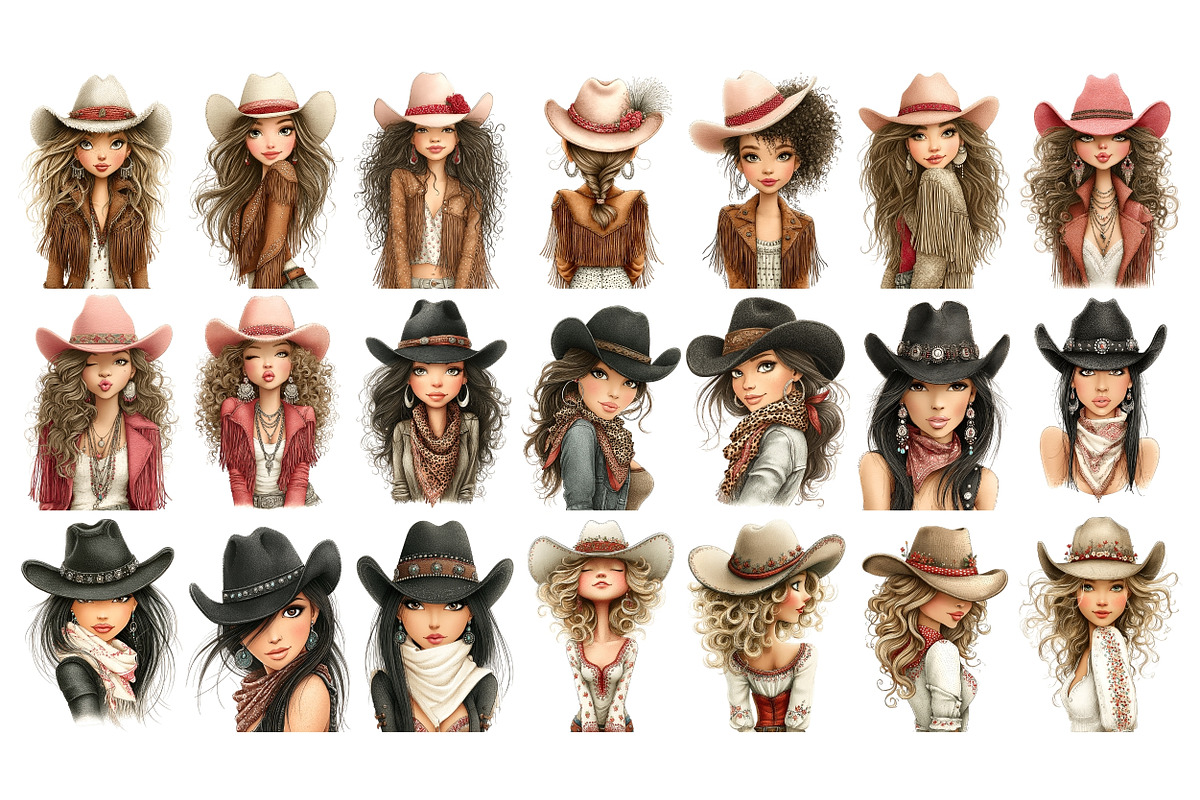Coquette Cowgirl Clipart, a Person Illustration by Nicolle's Colorful Art (Photo 4 of 5)