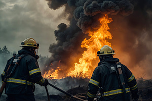 Firefighters Battling Wildfire Blaze, a Business Photo by Stock Shape