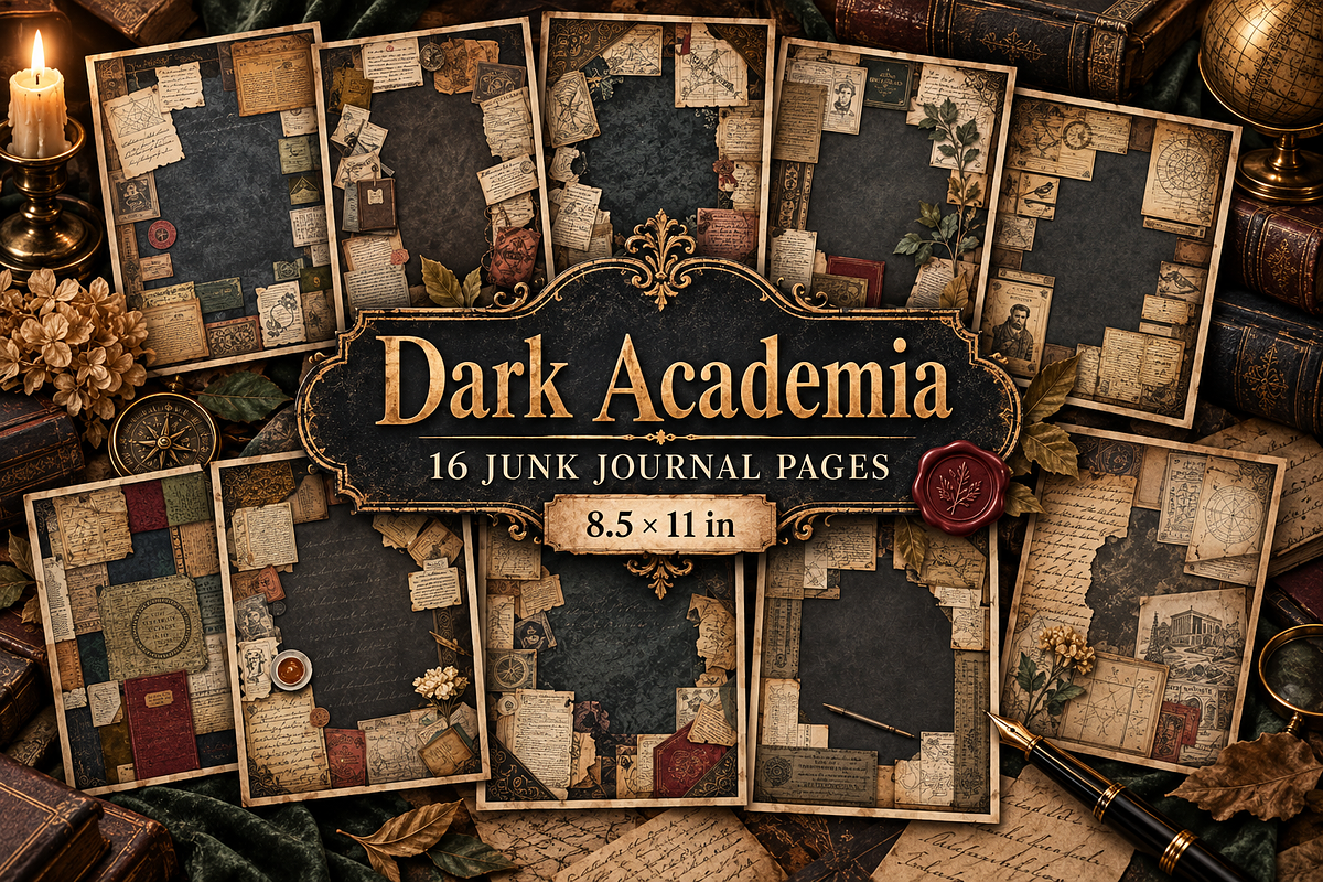 Dark Academia Junk Journal Paper, a Background Graphic by Printable Treasure (Photo 1 of 4)