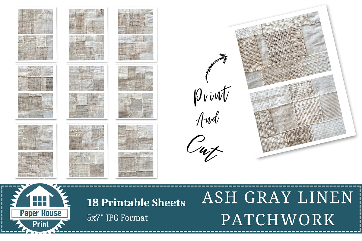 Ash Gray Linen Patchwork Papers, an Illustration by NiiiNArt (Photo 6 of 8)