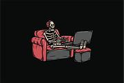 Skeleton Gaming on Couch, an Object Illustration by nomlimo.com (Thumbnail 1 of 3)