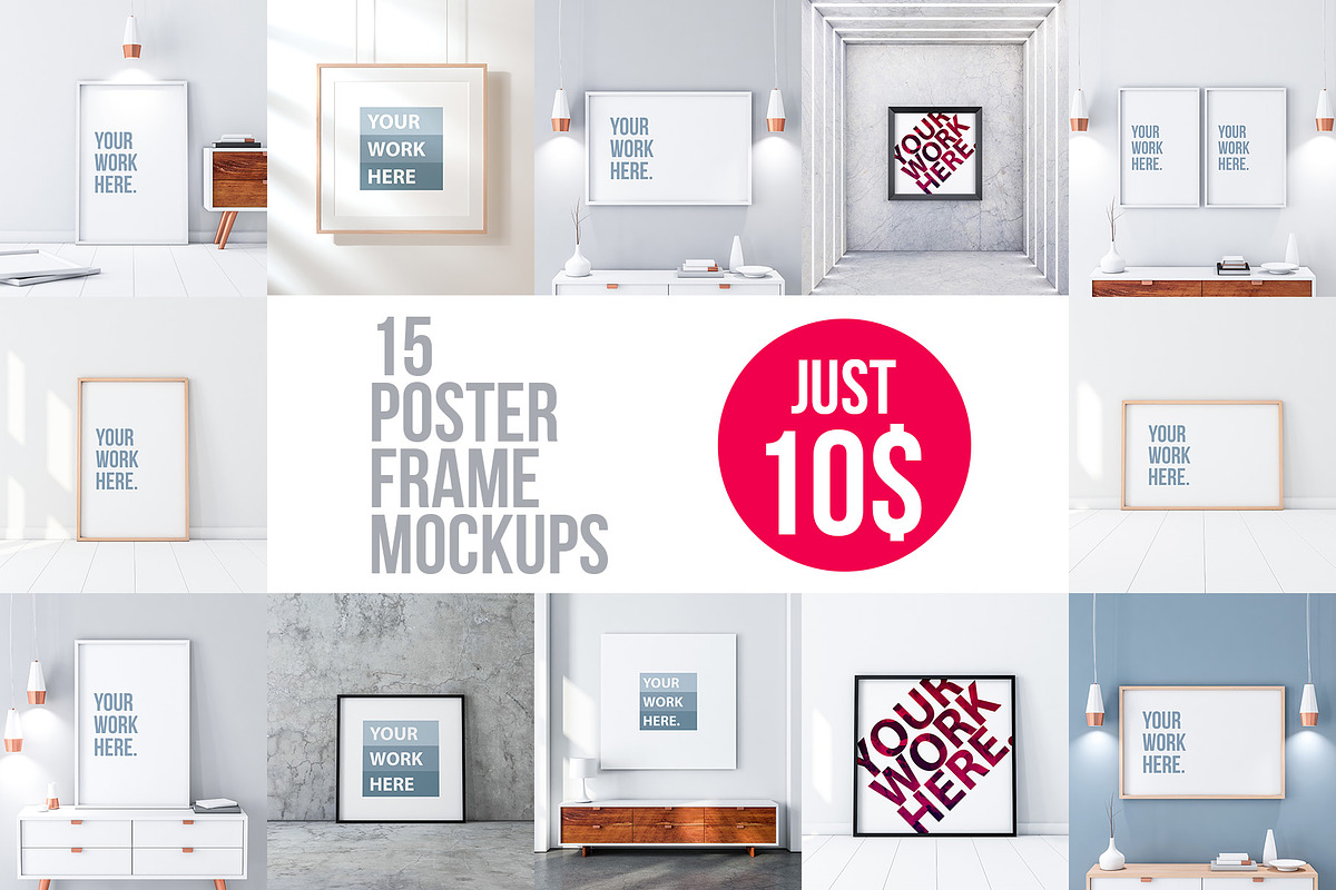 Poster Frame Mockup Set, a Print Template by GreatFruit (Photo 1 of 8)