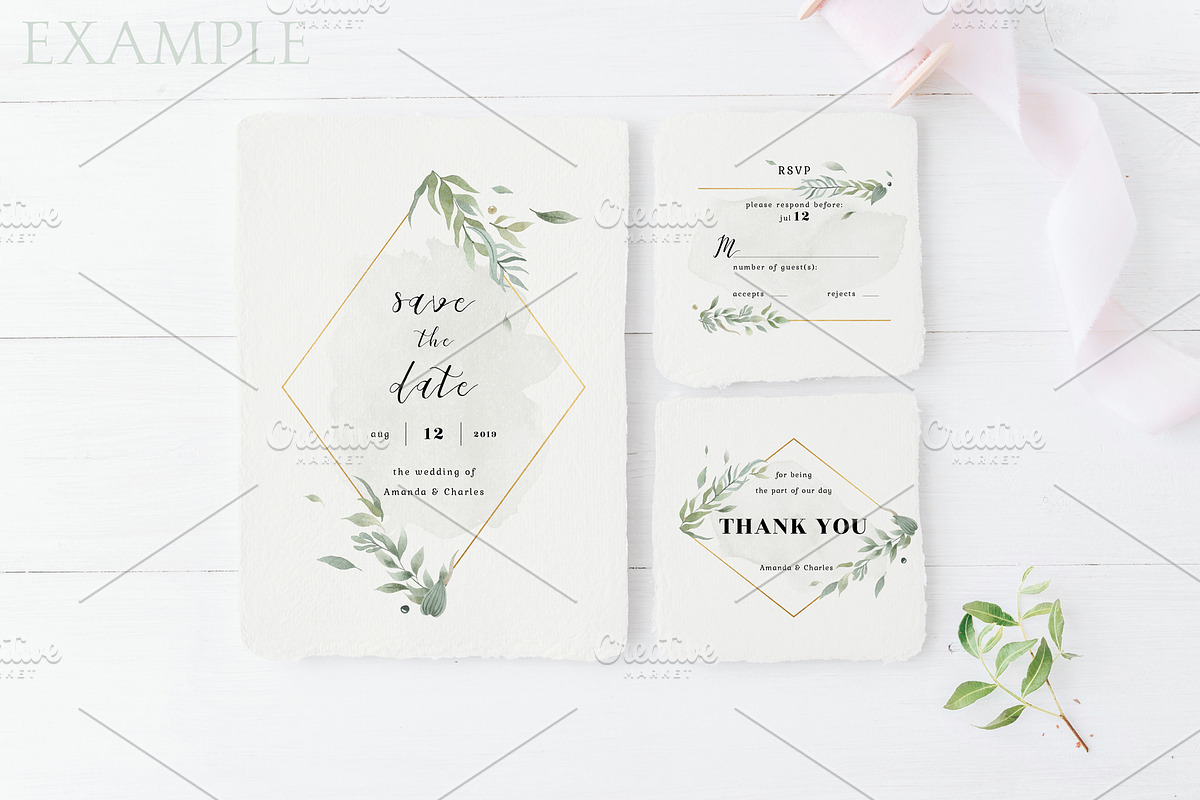 Wedding cards mockup, PSD+JPG, an Invitation Template by Kate Roubin (Photo 2 of 2)