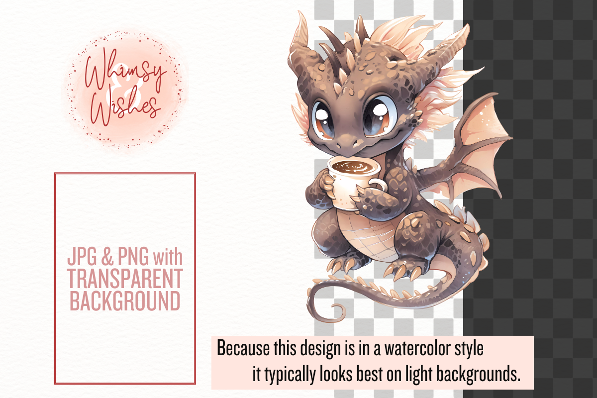 Dragons and Coffee Clip Art, a Food Illustration by Whimsy & Wishes (Photo 2 of 9)