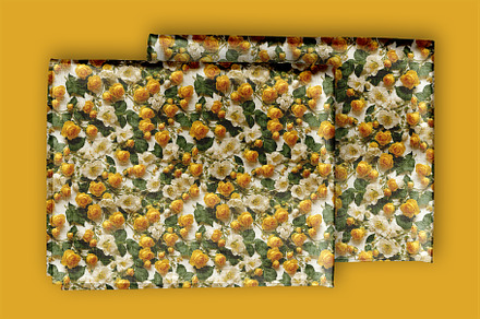 Yellow Roses White Waxbells Seamless
