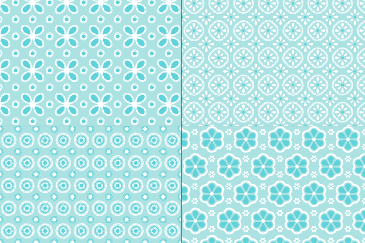 Seamless Blue Eyelet Patterns preview 5